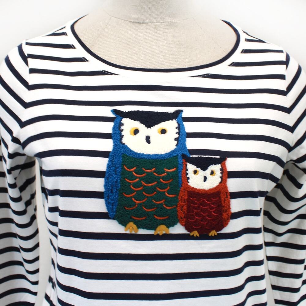 Talbots Plus Striped Owl Long Sleeve Sweatshirt Tee Shirt Top Nautical Casual 2X - Picture 3 of 8